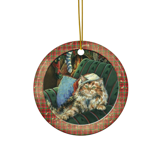 Christmas Kitten Ceramic Disc Ornament    Item #4324263