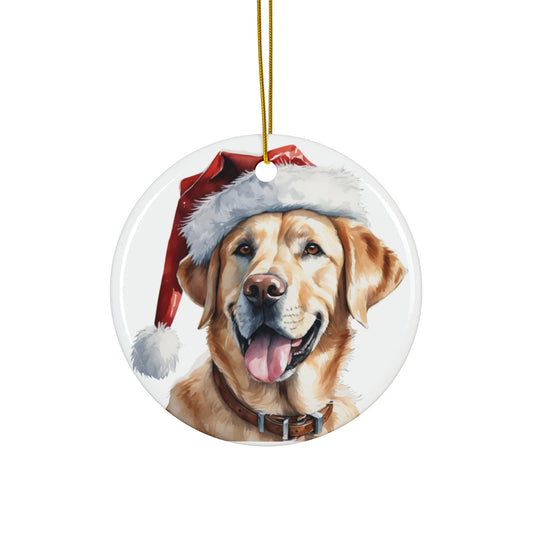 Ceramic Ornament - Labrador Retriever With Santa Hat      Item #7005173