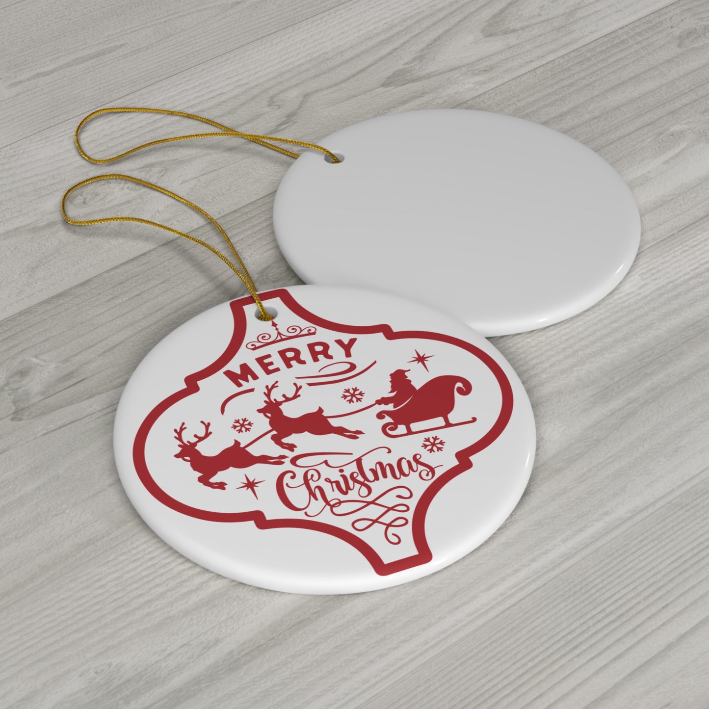 Merry Christmas Sleigh Ceramic Disc Ornament         Item #5744265