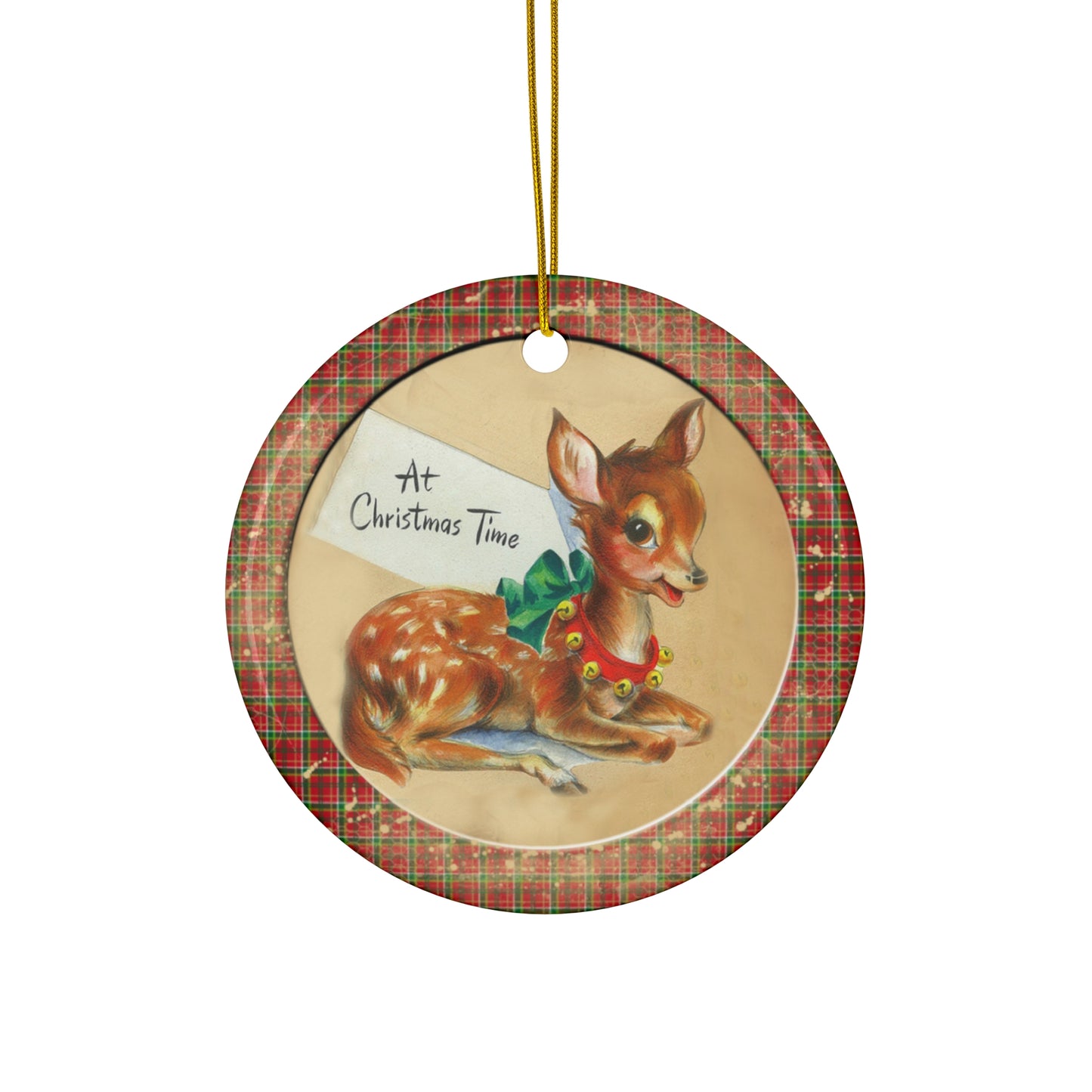 Reindeer Ceramic Disc Ornament      Item #411583