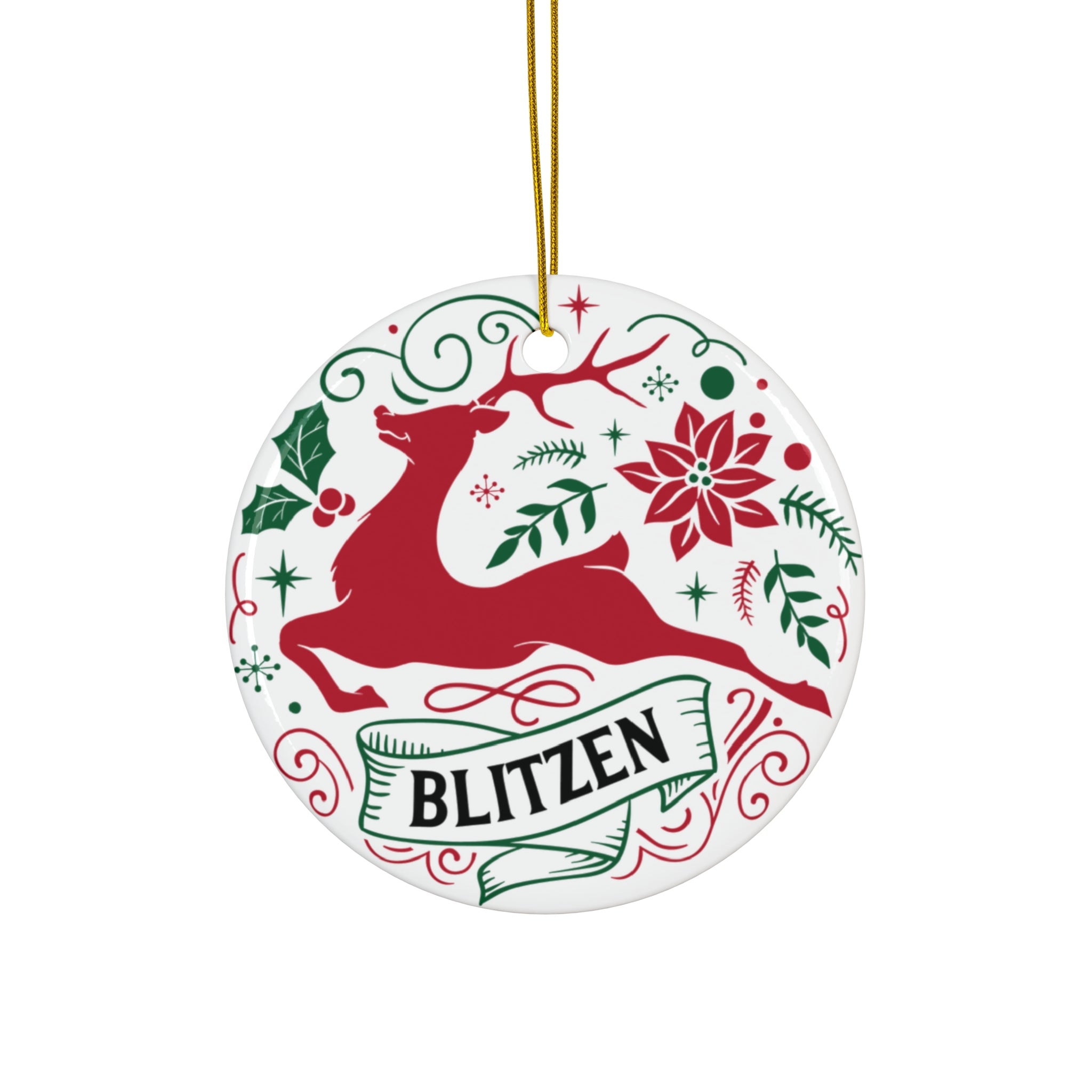 Blitzen Reindeer Ceramic Disc Ornament        Item #1039876