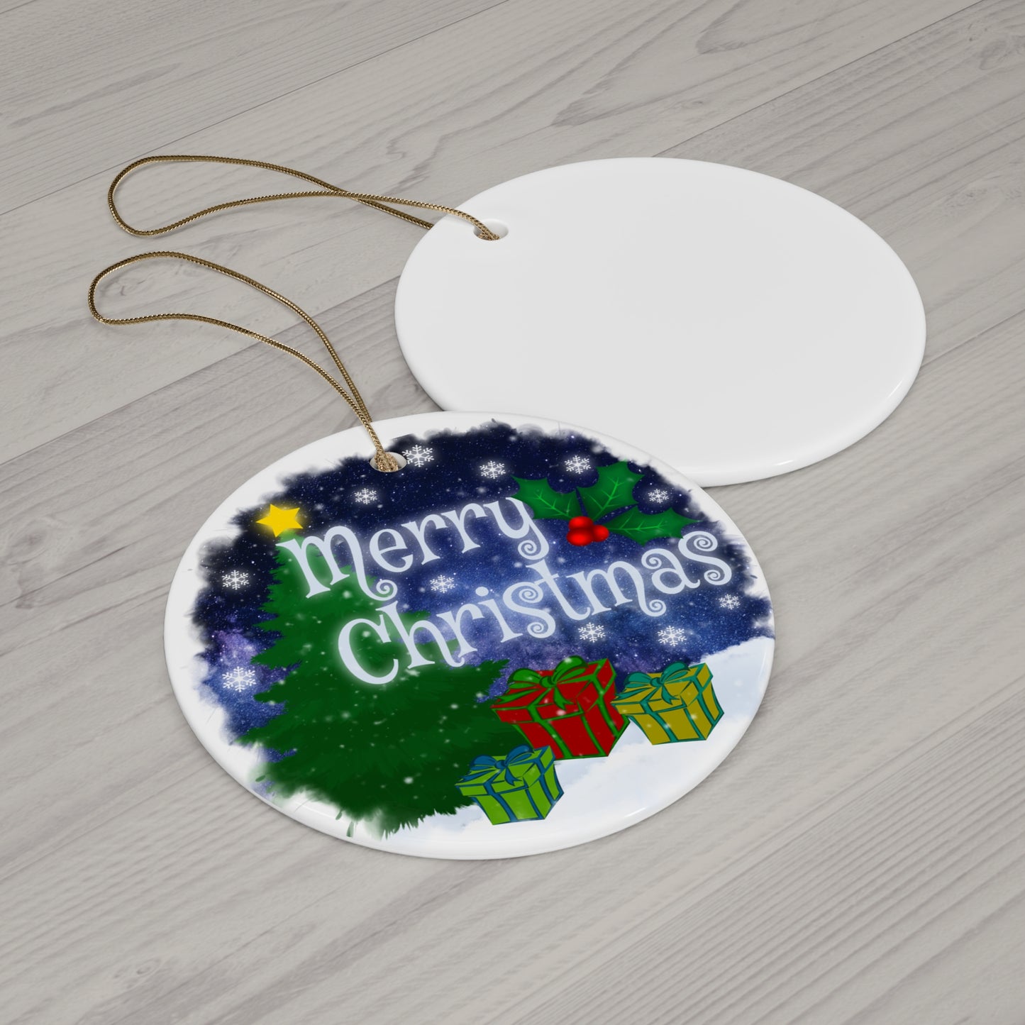 Merry Christmas Ceramic Disc Ornament     Item #7220348