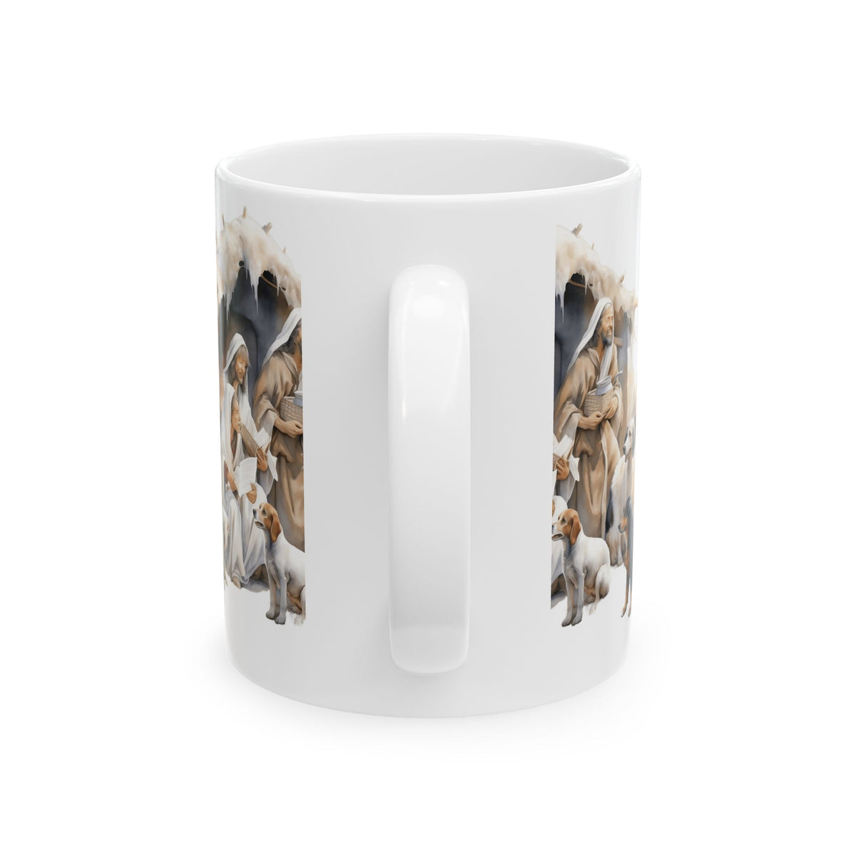 Nativity Scene Ceramic Mug with Mary, Joseph, Baby Jesus & Animals 11oz  Item #590879
