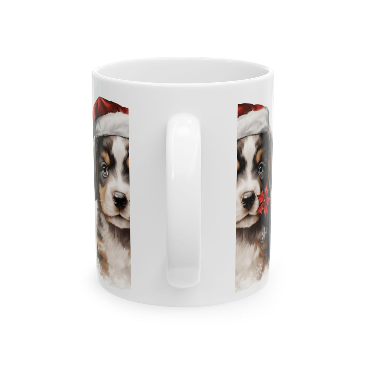 Christmas Puppy Ceramic Mug — Bernese Puppy with Santa Hat 11oz  Item #847597