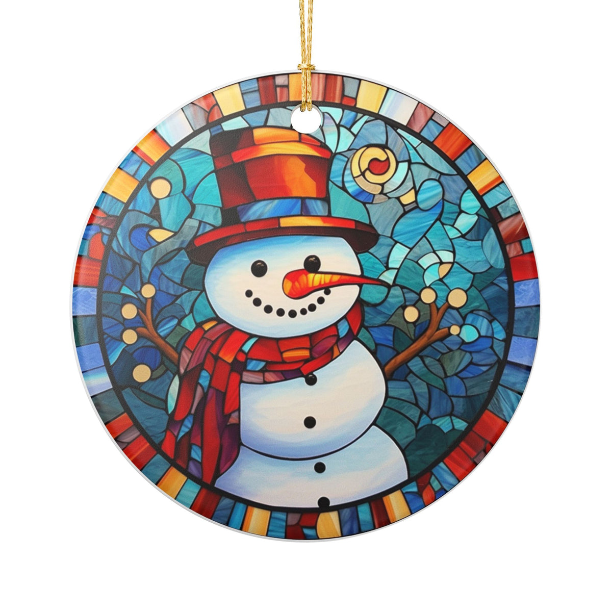 Stained Glass Snowman Christmas Ornament   Item #568132