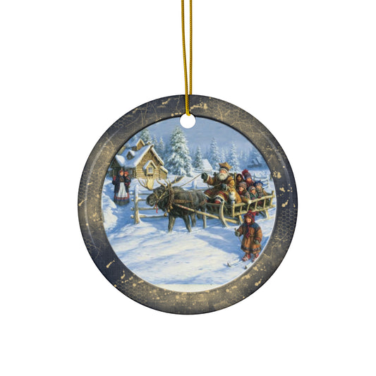 Winter Scene Ceramic Disc Ornament          Item #6803864