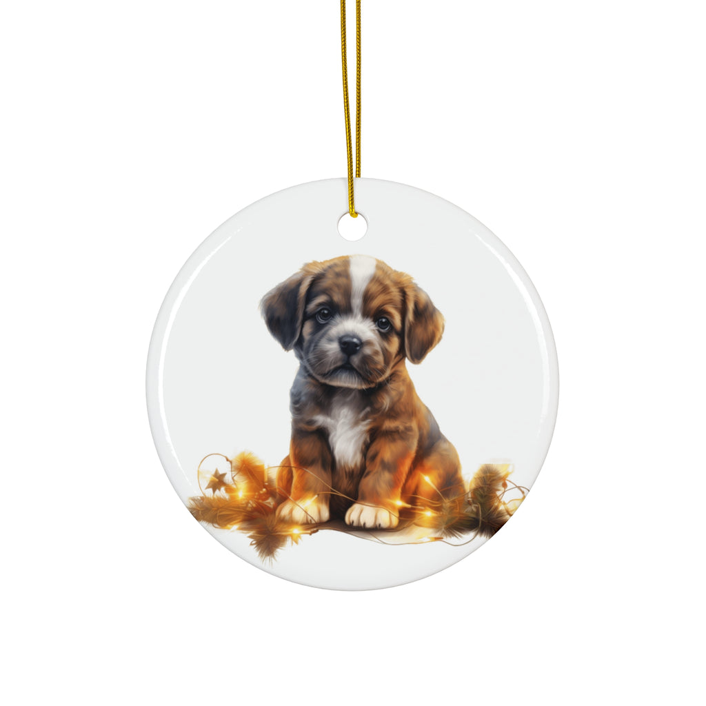 Christmas Dog Ceramic Disc Ornament                Item #3793243