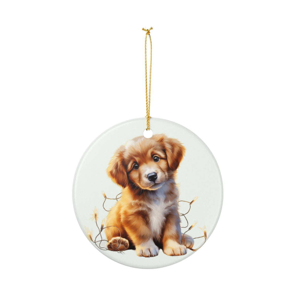 Adorable Golden Retriever Puppy Ceramic Christmas Ornament    Item #618234