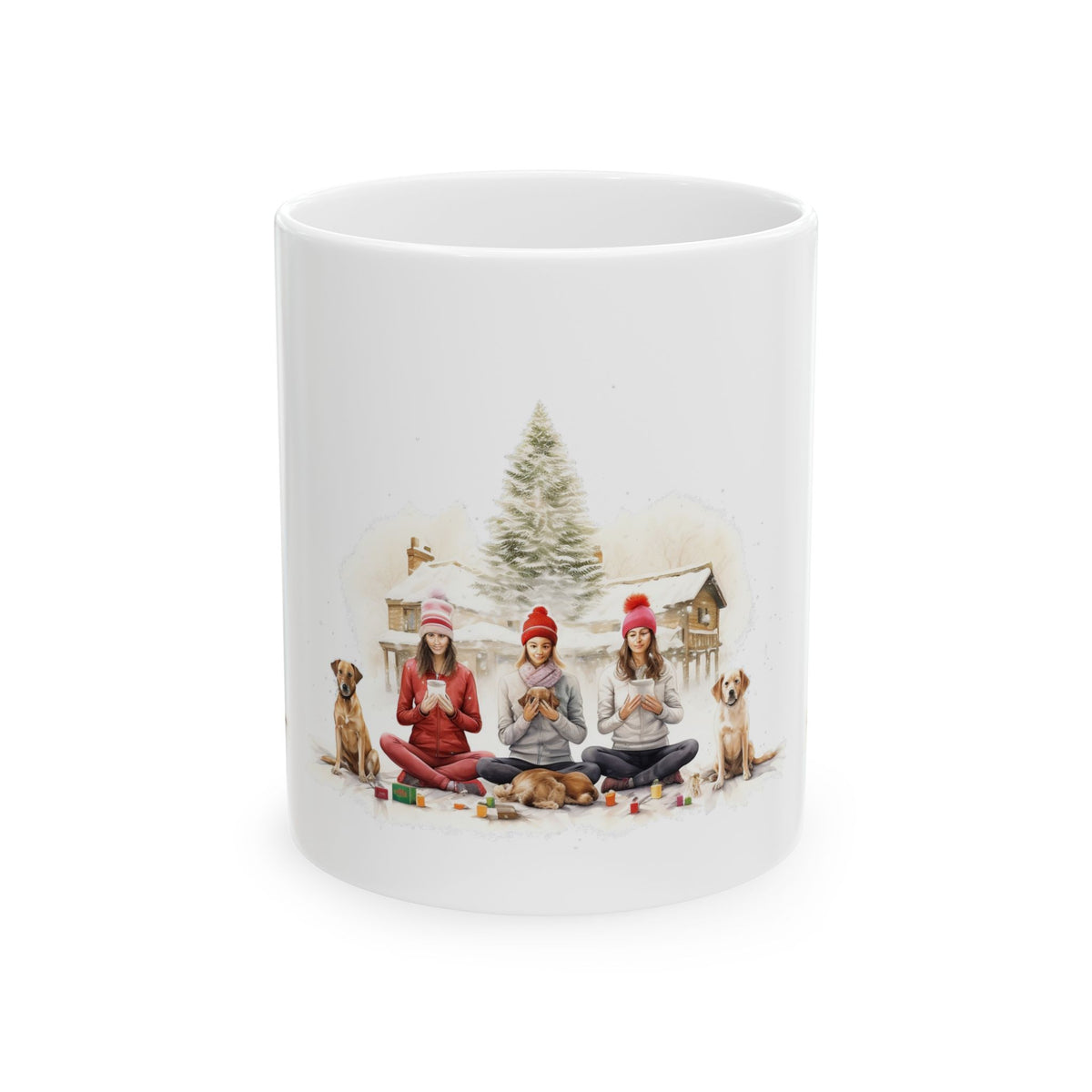 Holiday Friends Ceramic Mug — Cozy Winter Family Scene 11oz   Item #812654