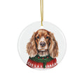 Dog With Christmas Sweater Ceramic Disc Ornament               Item #6376372