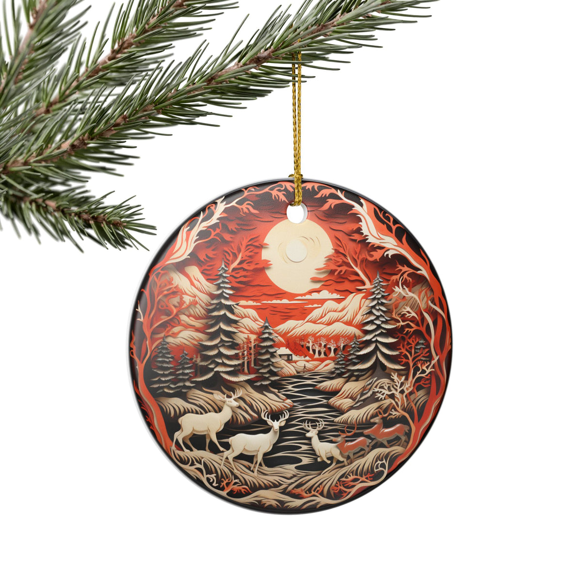 Ceramic Woodland Wildlife Christmas Ornament   Item #763638
