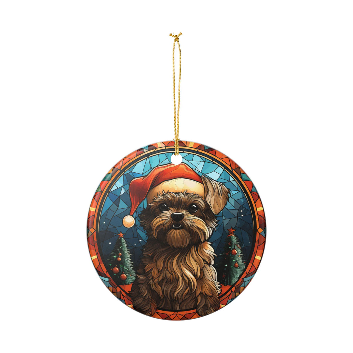 Brussels Griffon Dog Christmas Ceramic Ornament Item #63887