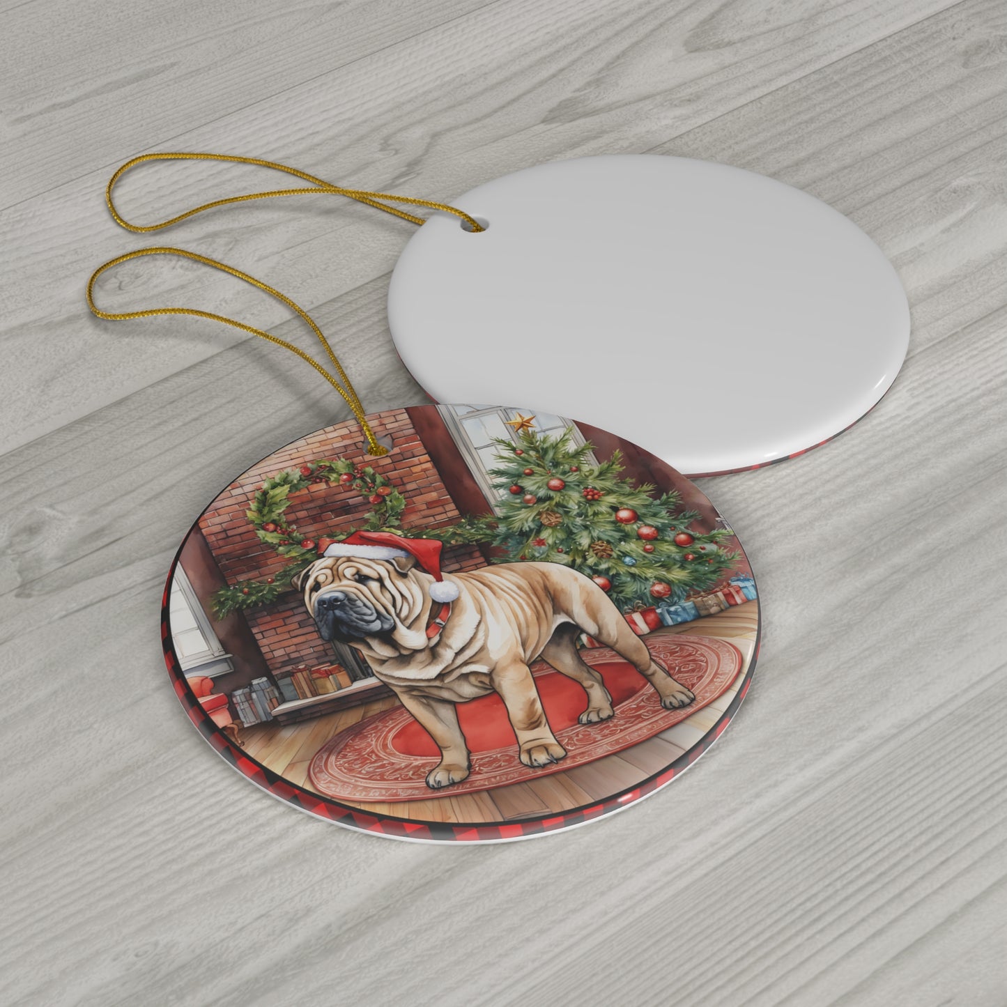 Ceramic Ornament - Shar Pei Christmas Dog       Item #3531157