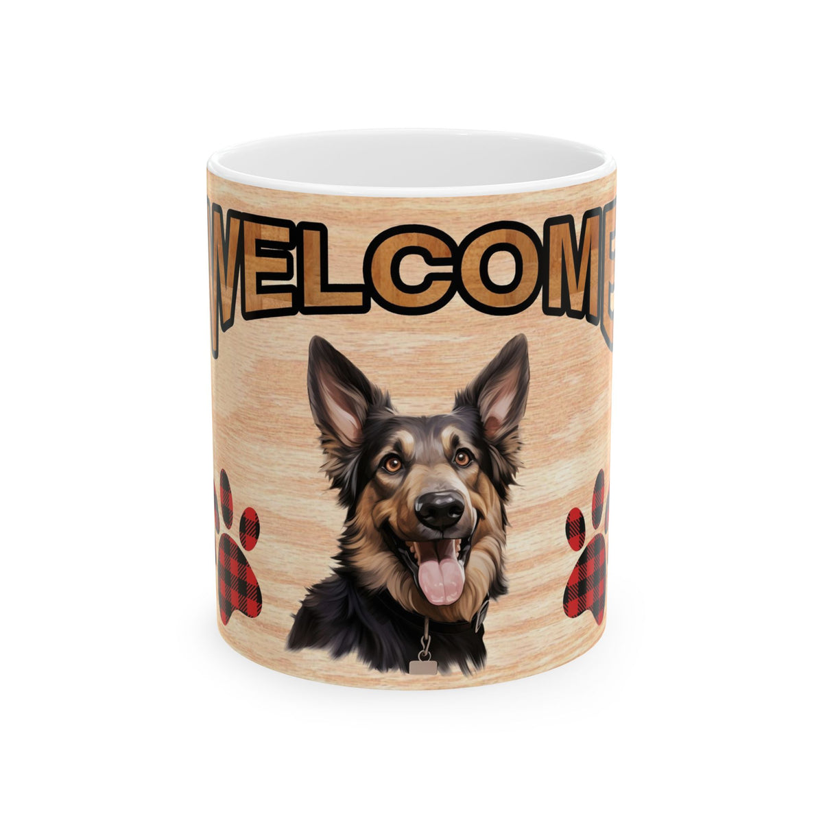 Welcome Puppy Ceramic Mug — Cute Dog Paw Print Coffee Cup 11oz   Item #862577