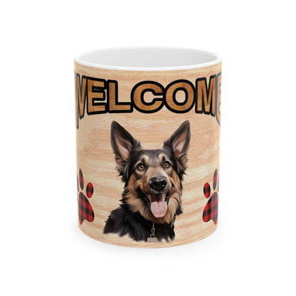 Welcome Puppy Ceramic Mug — Cute Dog Paw Print Coffee Cup 11oz   Item #862577