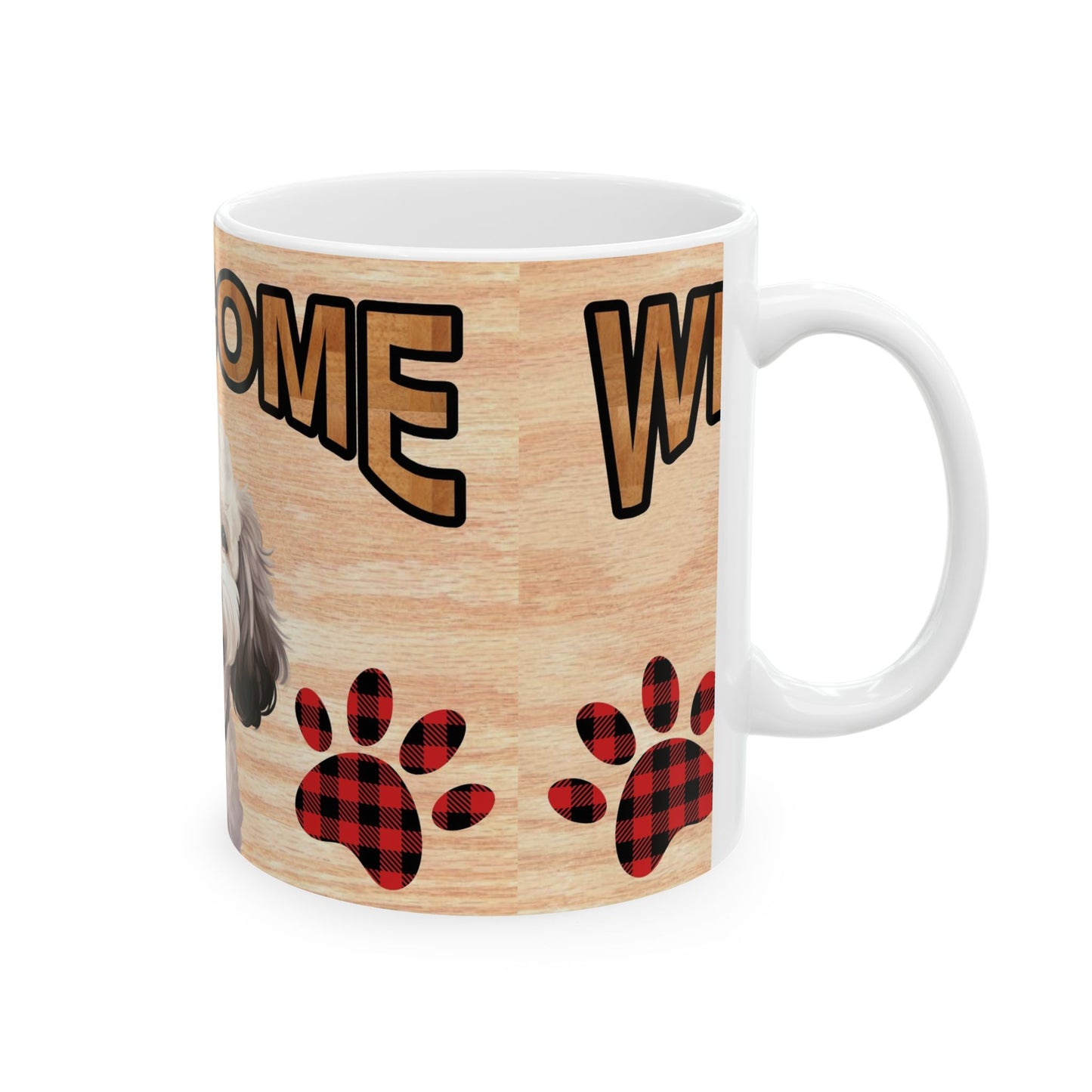 Welcome Puppy Ceramic Mug — Cute Dog Paw Print Coffee Cup 11oz   Item #627319