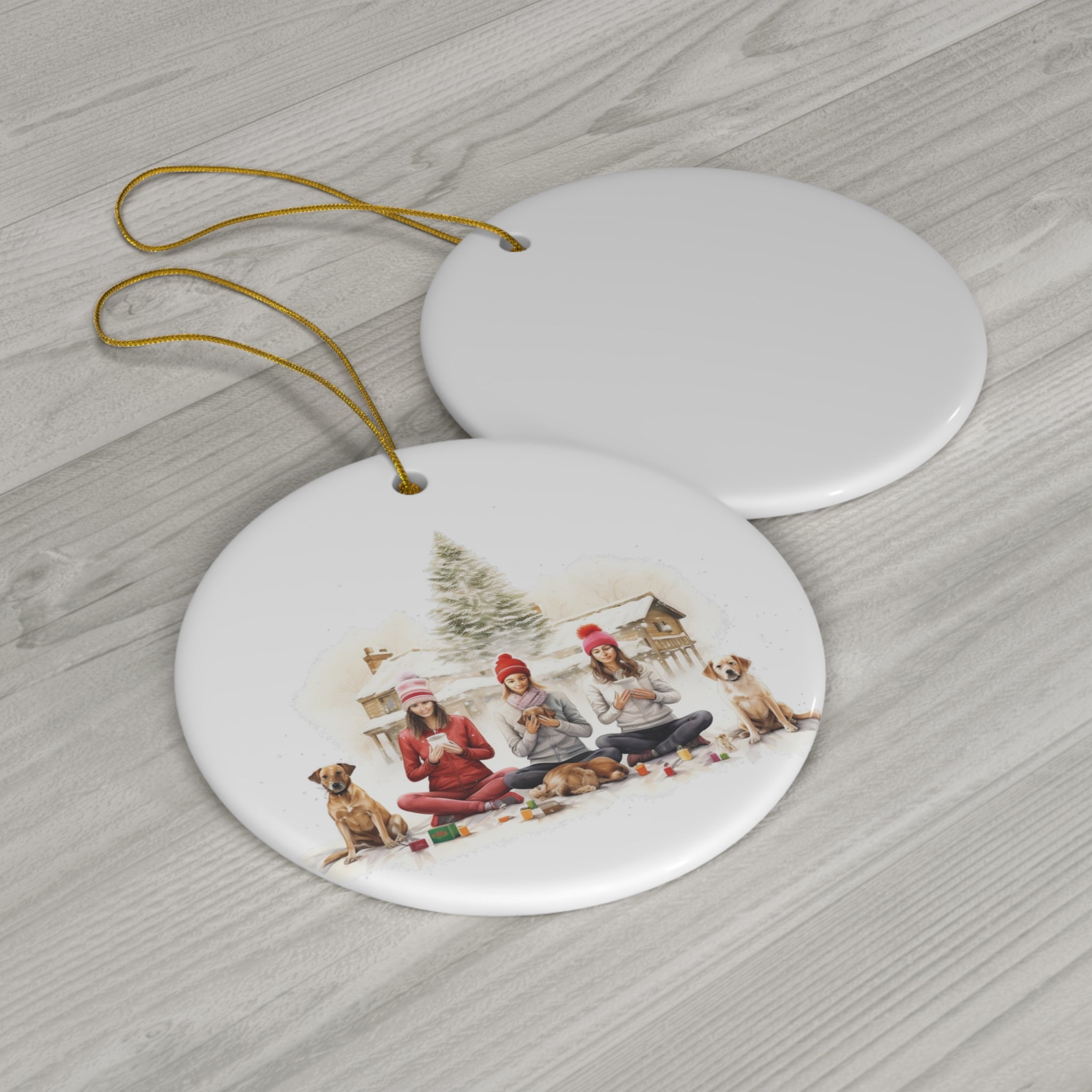 Christmas Dog Ceramic Disc Ornament             Item #7849793
