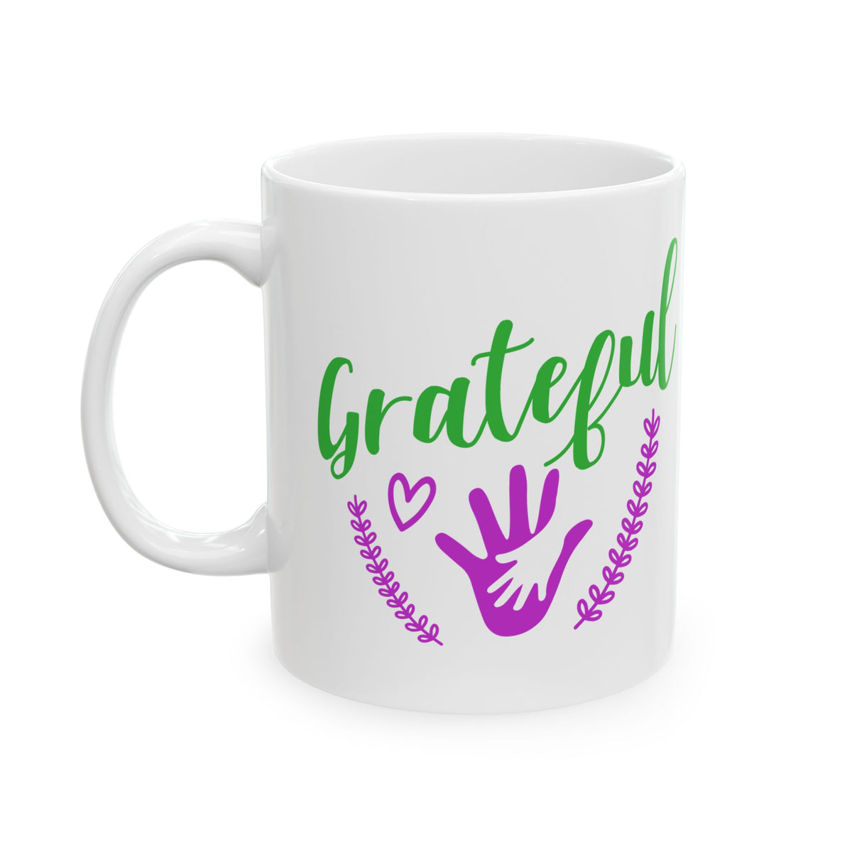 Grateful Floral Ceramic Mug — Inspirational Tea Coffee Cup 11oz   Item #326343