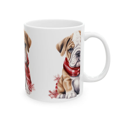 Bulldog Winter Scarf Mug — Cute Puppy Coffee Cup 11oz  Item #266544