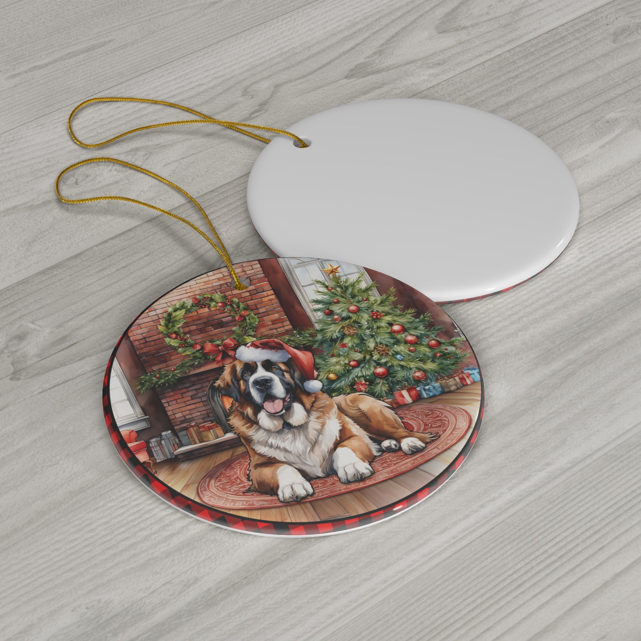 Ceramic Ornament - Saint Bernard Christmas Dog       Item #5953602