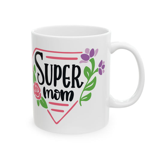 Summer Mom Floral Ceramic Mug – “Summer Mom” Coffee Cup, 11oz   Item #229372