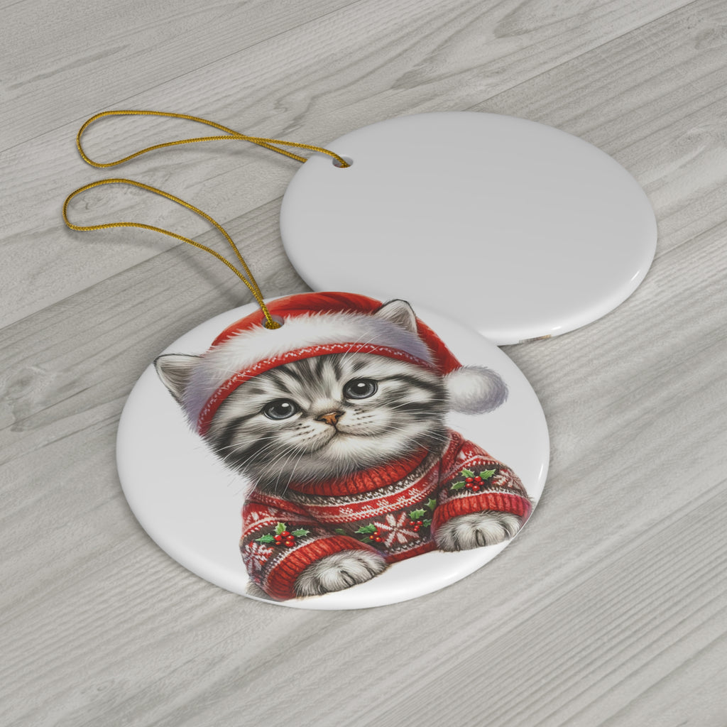 Ceramic Ornament - American Shorthair Christmas Kitten     Item #7122358