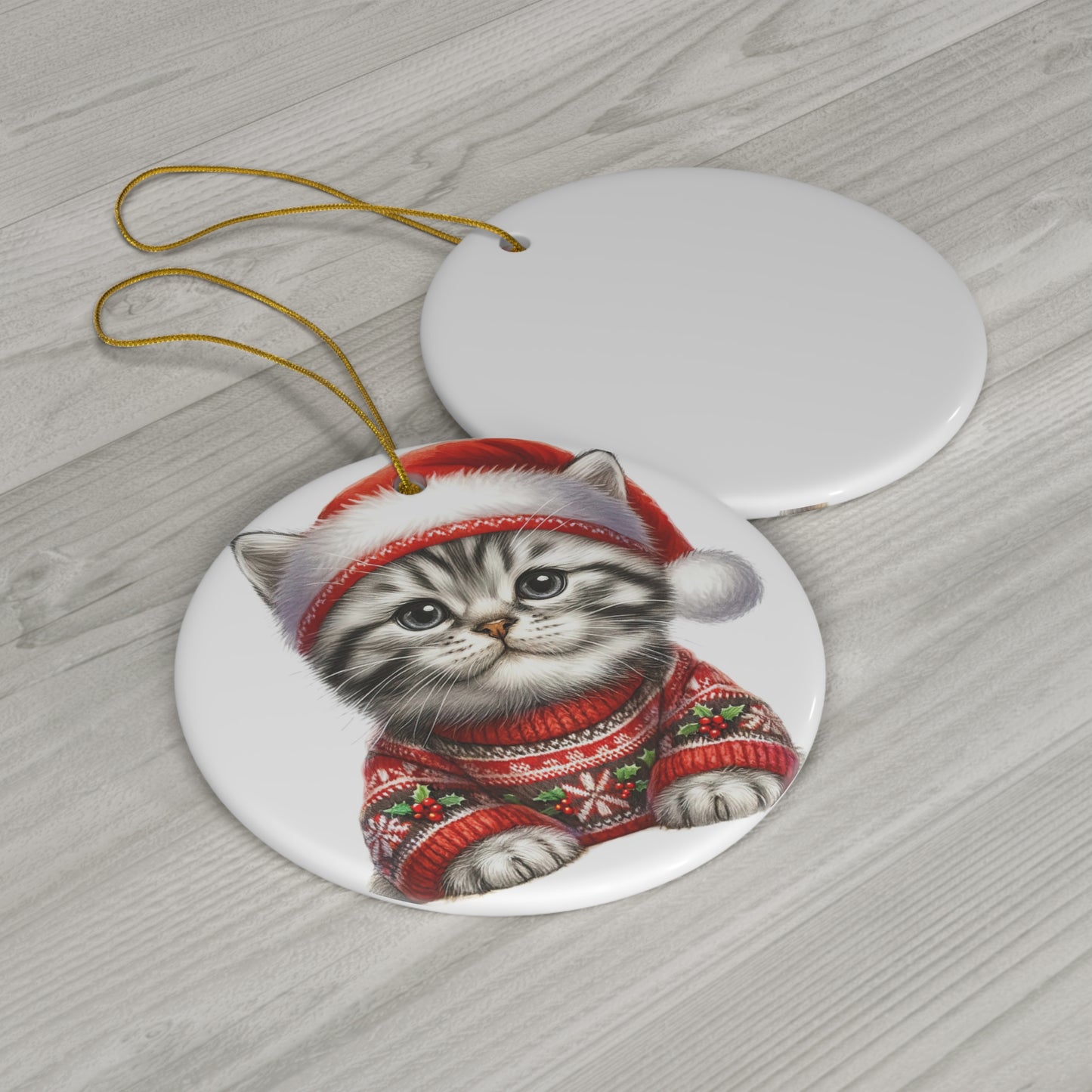 Ceramic Ornament - American Shorthair Christmas Kitten     Item #7122358