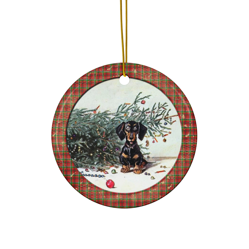 Christmas Pup Ceramic Disc Ornament         Item #7644875
