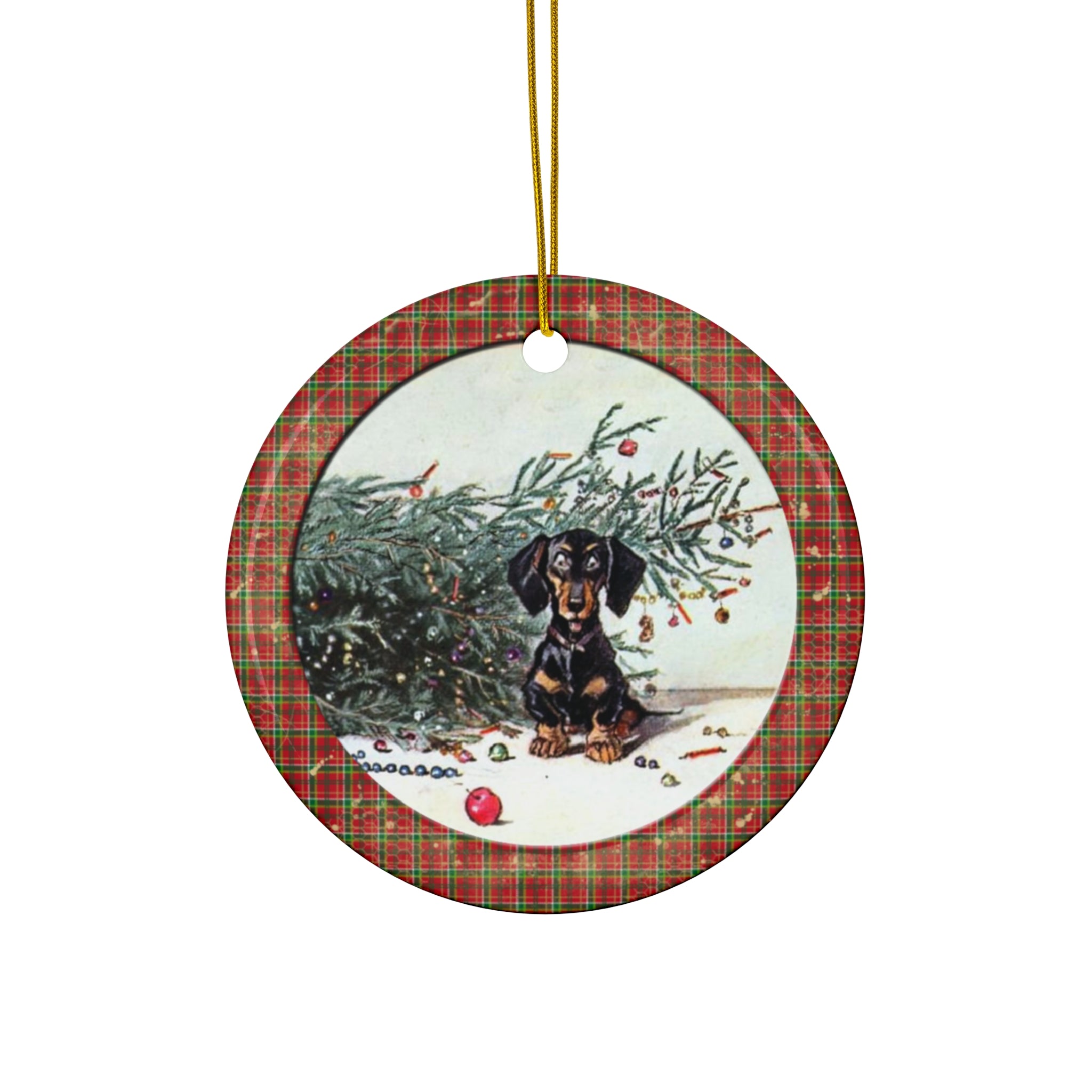 Christmas Pup Ceramic Disc Ornament         Item #7644875