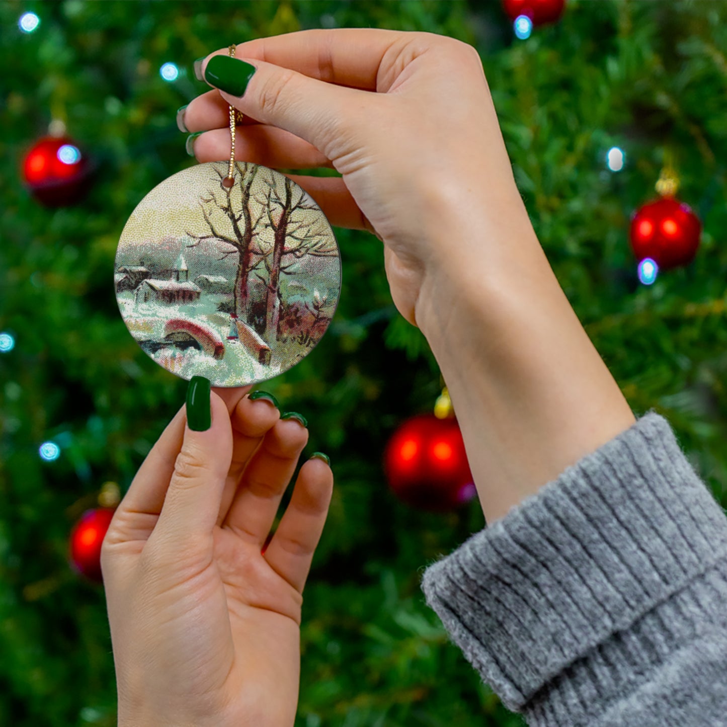 Winter Night Ceramic Disc Ornament            Item #5468502