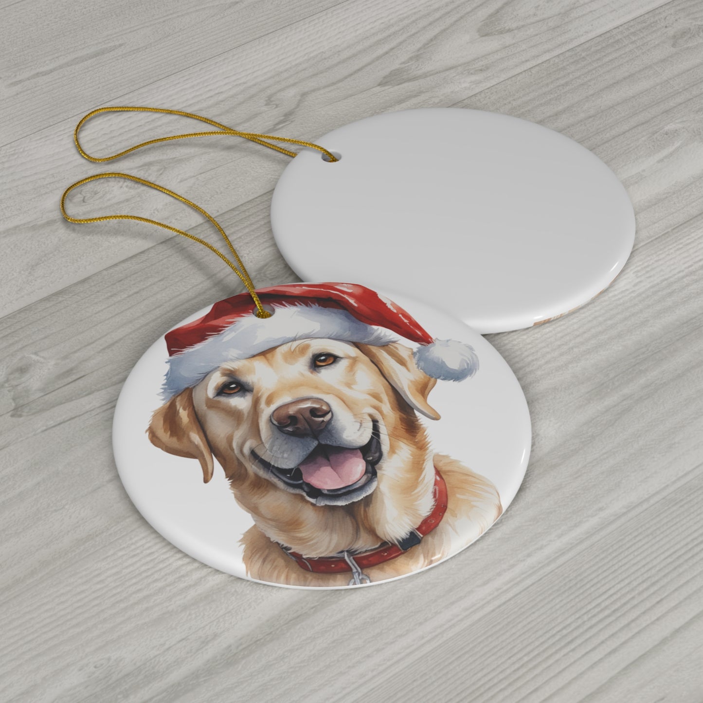 Ceramic Ornament - Labrador Retriever With Santa Hat      Item #9375025