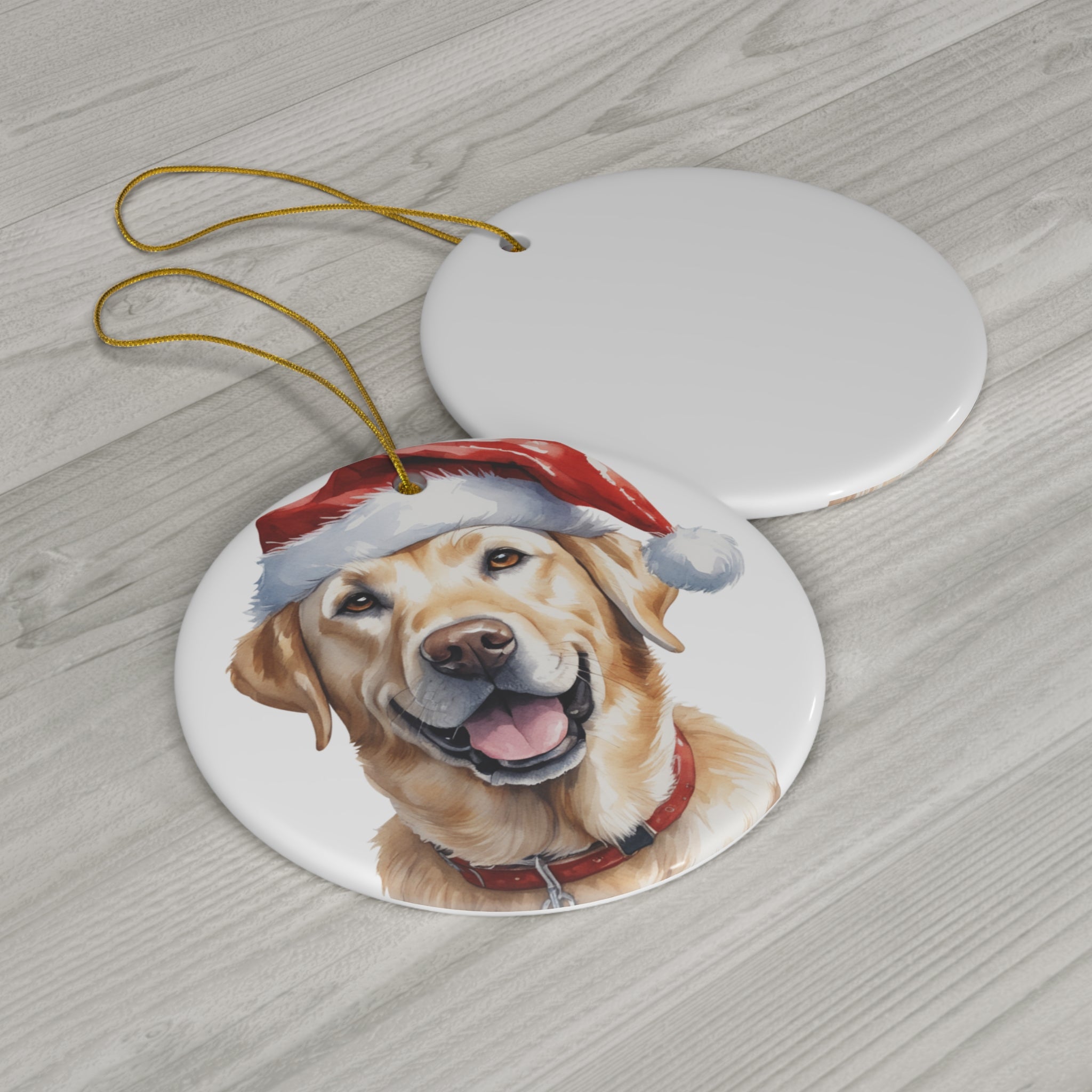 Ceramic Ornament - Labrador Retriever With Santa Hat      Item #9375025 - Buckshot's Bargain Barn
