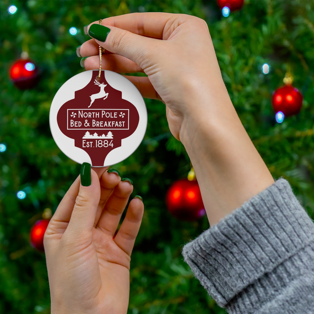 North Pole Bed & Breakfast Ceramic Disc Ornament       Item #26283