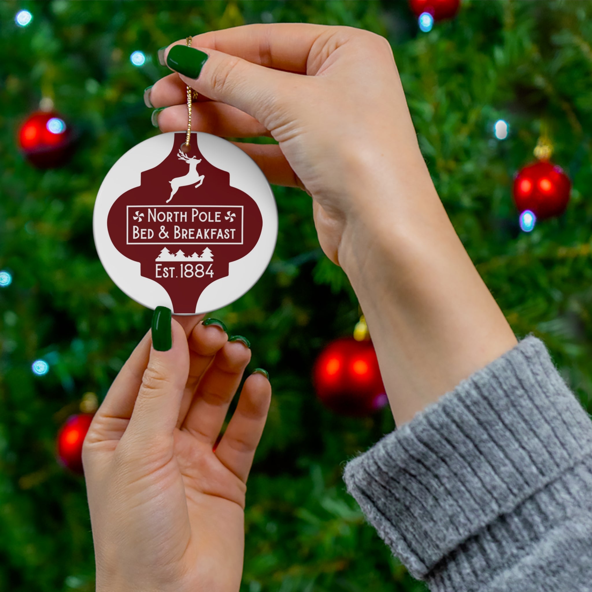 North Pole Bed & Breakfast Ceramic Disc Ornament       Item #26283