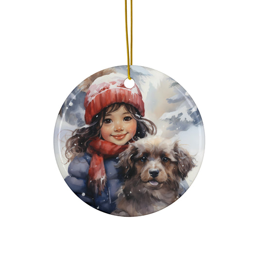 CERAMIC ORNAMENT - CHILD WITH DOG       Item #916866