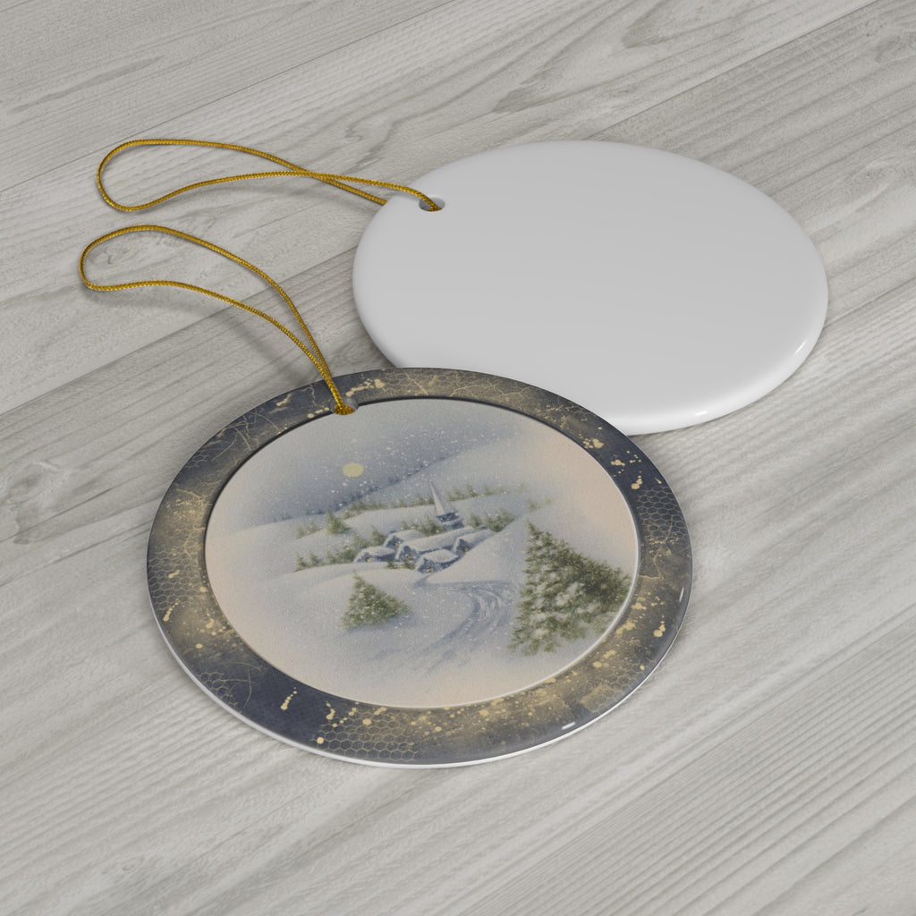 Winter Scene Ceramic Disc Ornament             Item #7561763