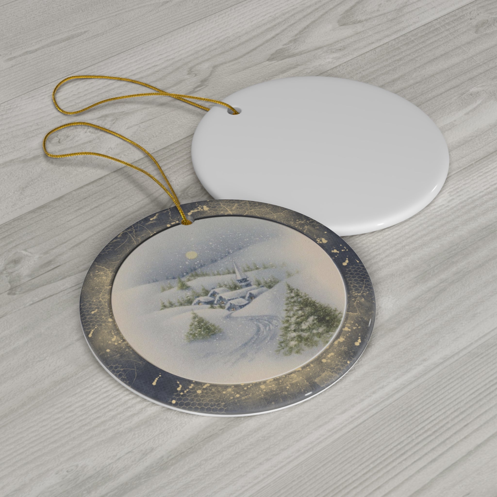 Winter Scene Ceramic Disc Ornament             Item #7561763
