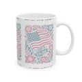 Freedom 1776–2026 Floral Flag Ceramic Mug – Patriotic Vintage Americana Coffee Cup  11oz   Item #298970