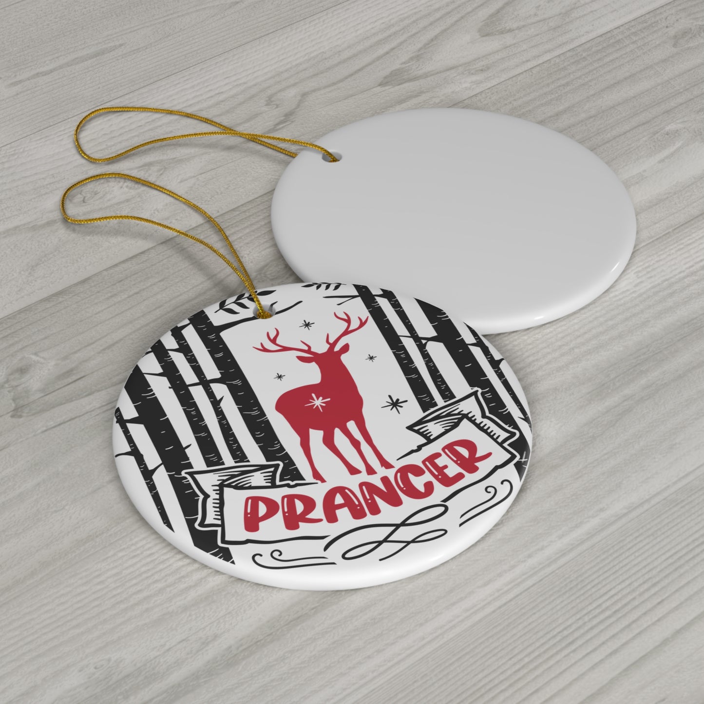 Prancer Ceramic Disc Ornament          Item #7123173