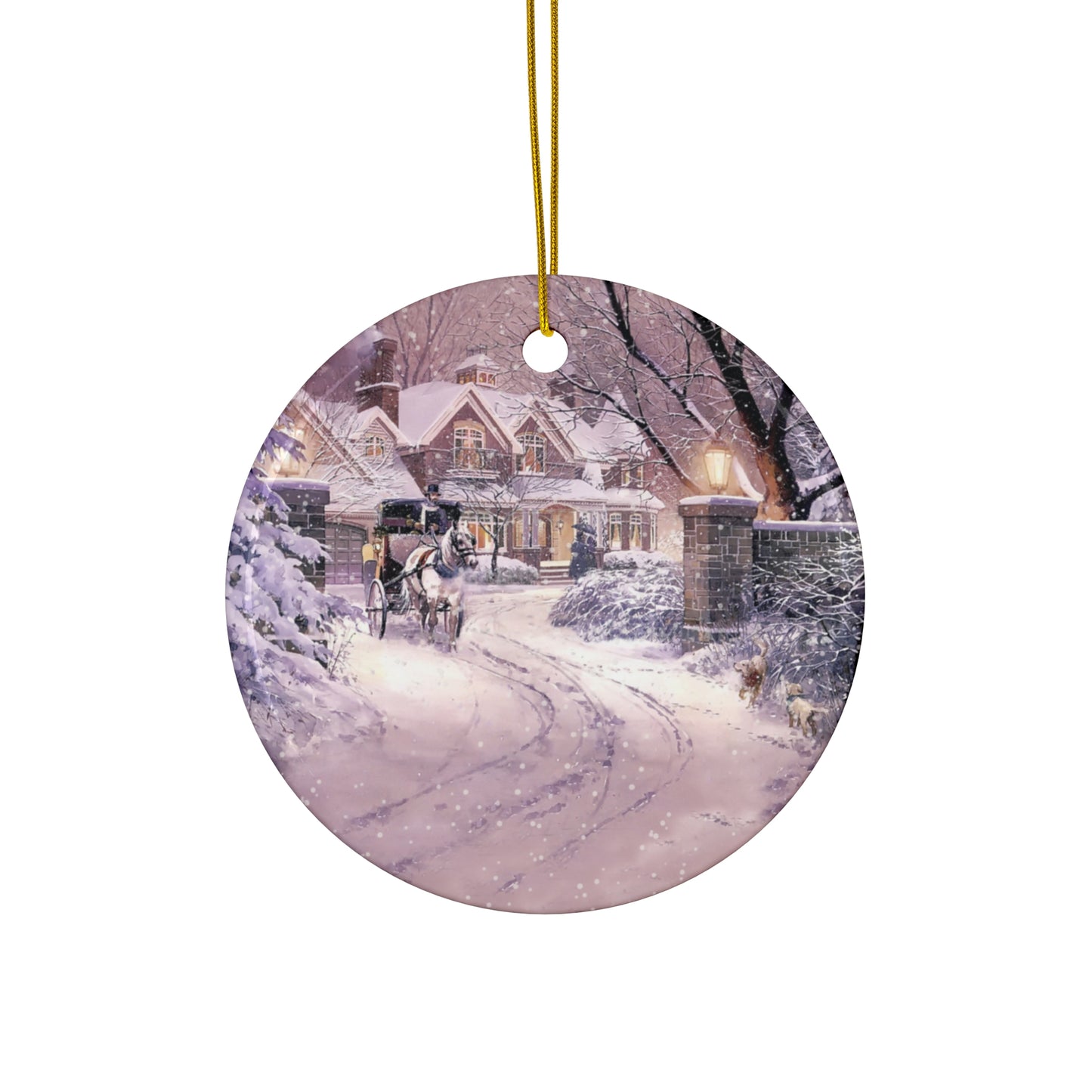 Winter Scene Ceramic Disc Ornament      Item #392771