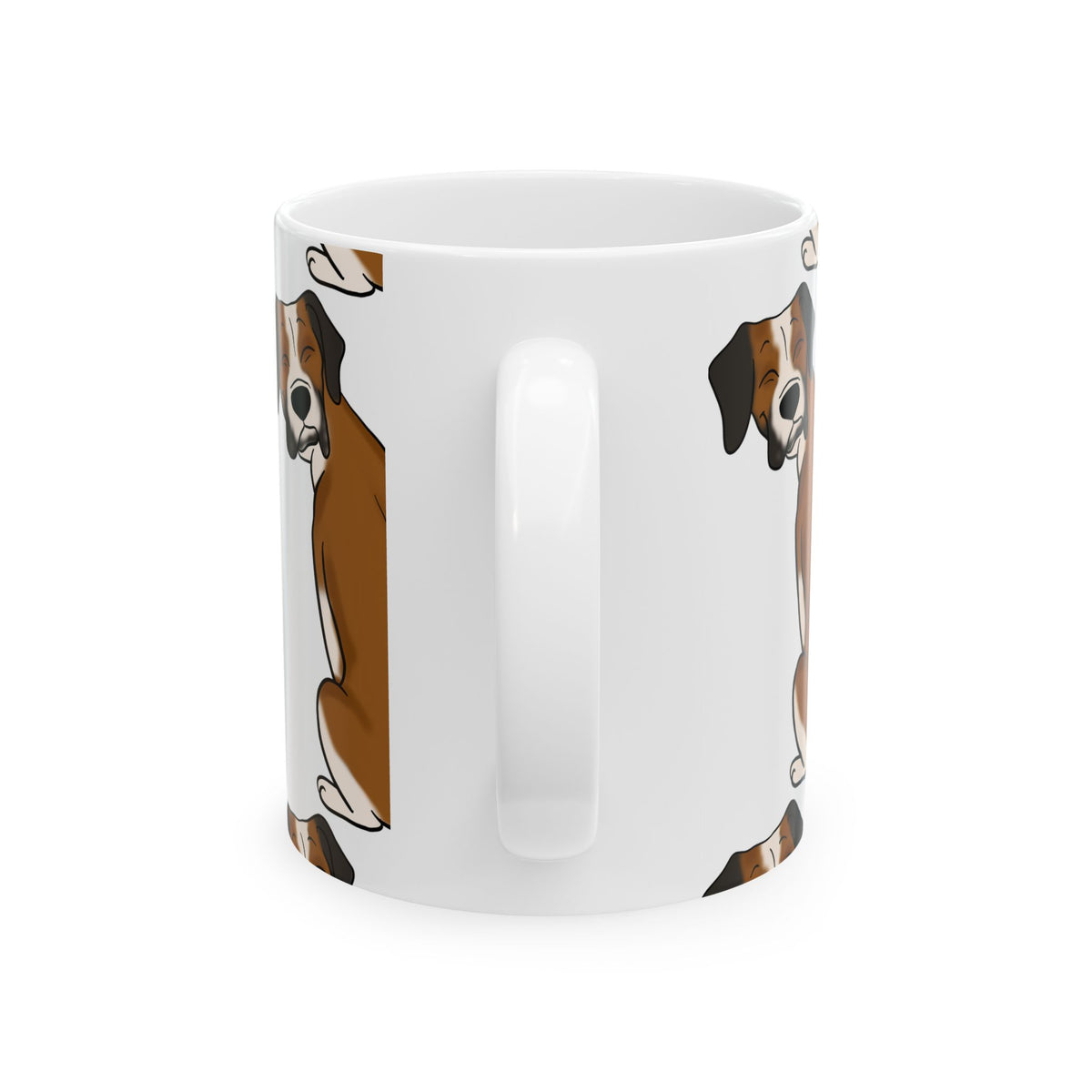 Boxer Dog Pattern Ceramic Mug — Cute Brown Boxer Coffee Cup 11oz   Item #506972