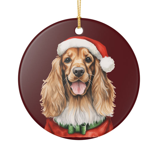 Christmas Ornament – Cocker Spaniel Dog in Santa Hat   Item #972906