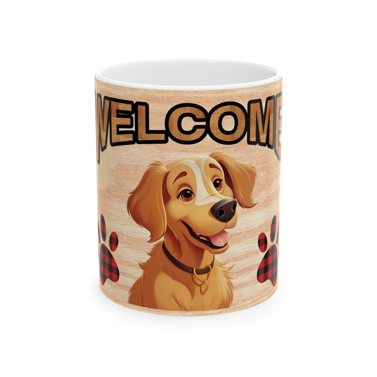Welcome Puppy Ceramic Mug — Cute Dog Paw Print Coffee Cup 11oz   Item #347854