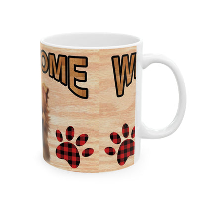 Welcome Puppy Ceramic Mug — Cute Dog Paw Print Coffee Cup 11oz   Item #306484