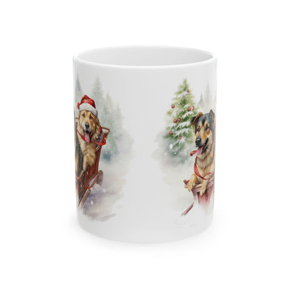 Christmas Dogs Sleigh Ceramic Mug 11oz  Item #308464