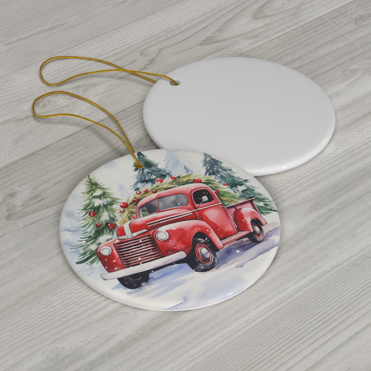 Ceramic Ornament - Red Truck    Item #172253