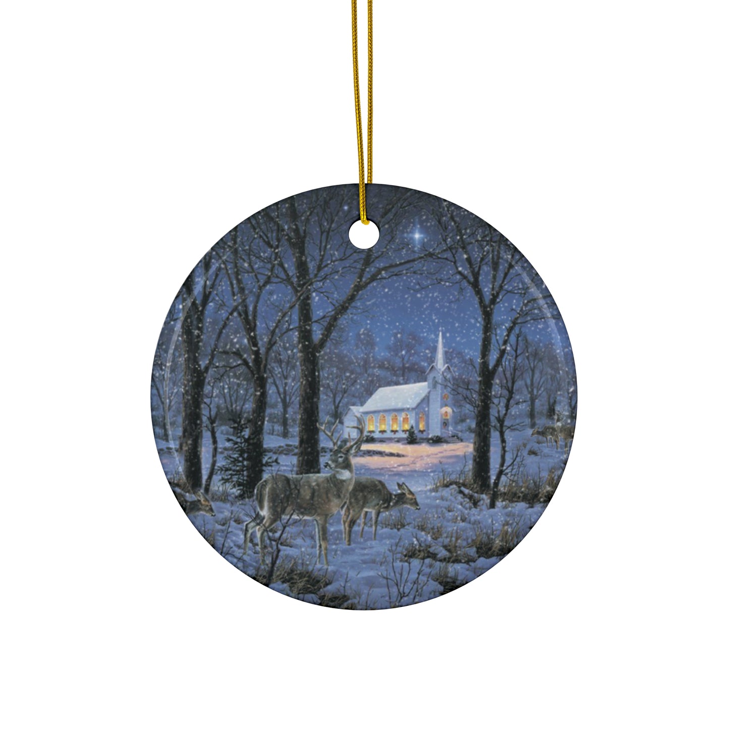 Winter Scene Ceramic Disc Ornament     Item #4266488