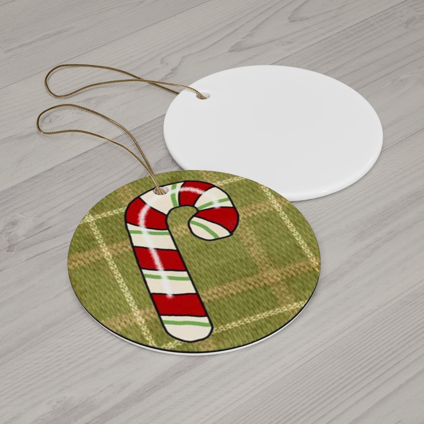 Candy Cane Ceramic Disc Ornament           Item #8790221