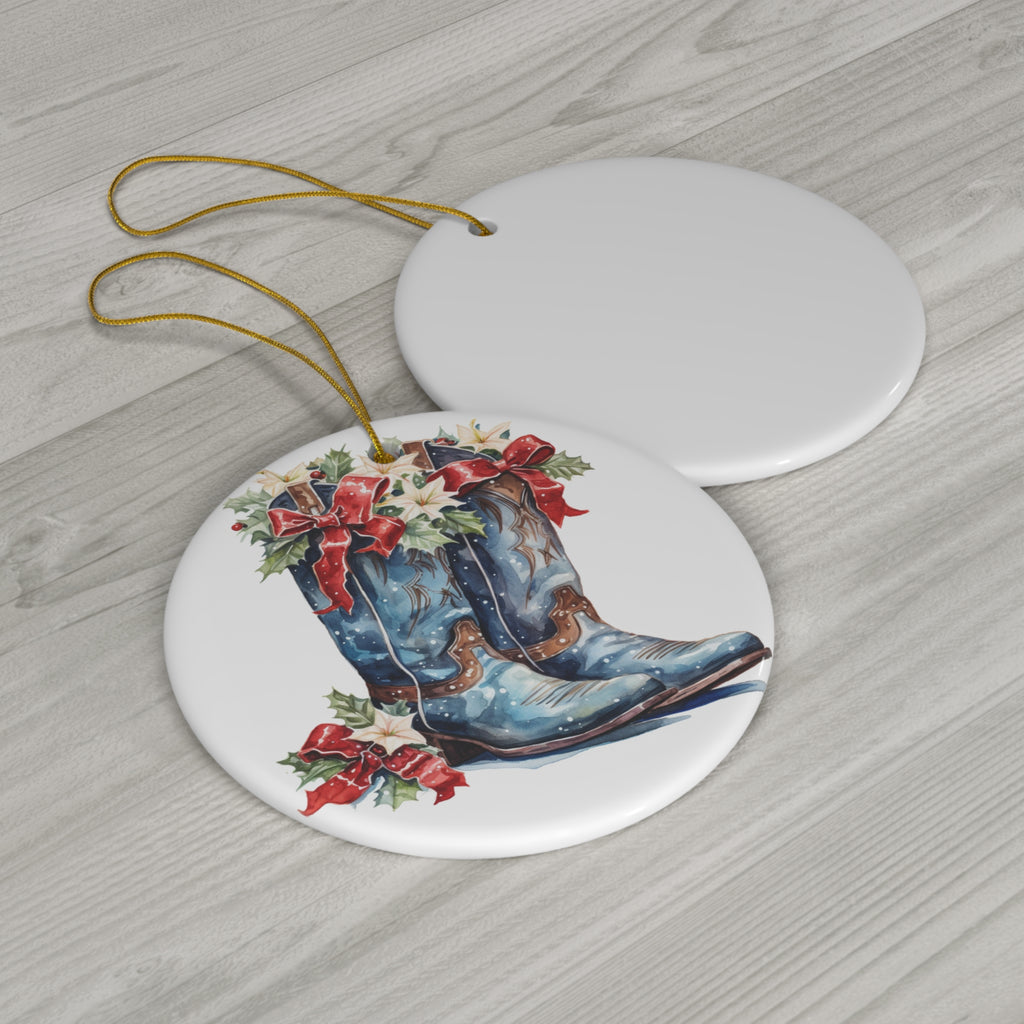 Ceramic Ornament - Country Christmas Boot    Item #225125 - Buckshot's Bargain Barn