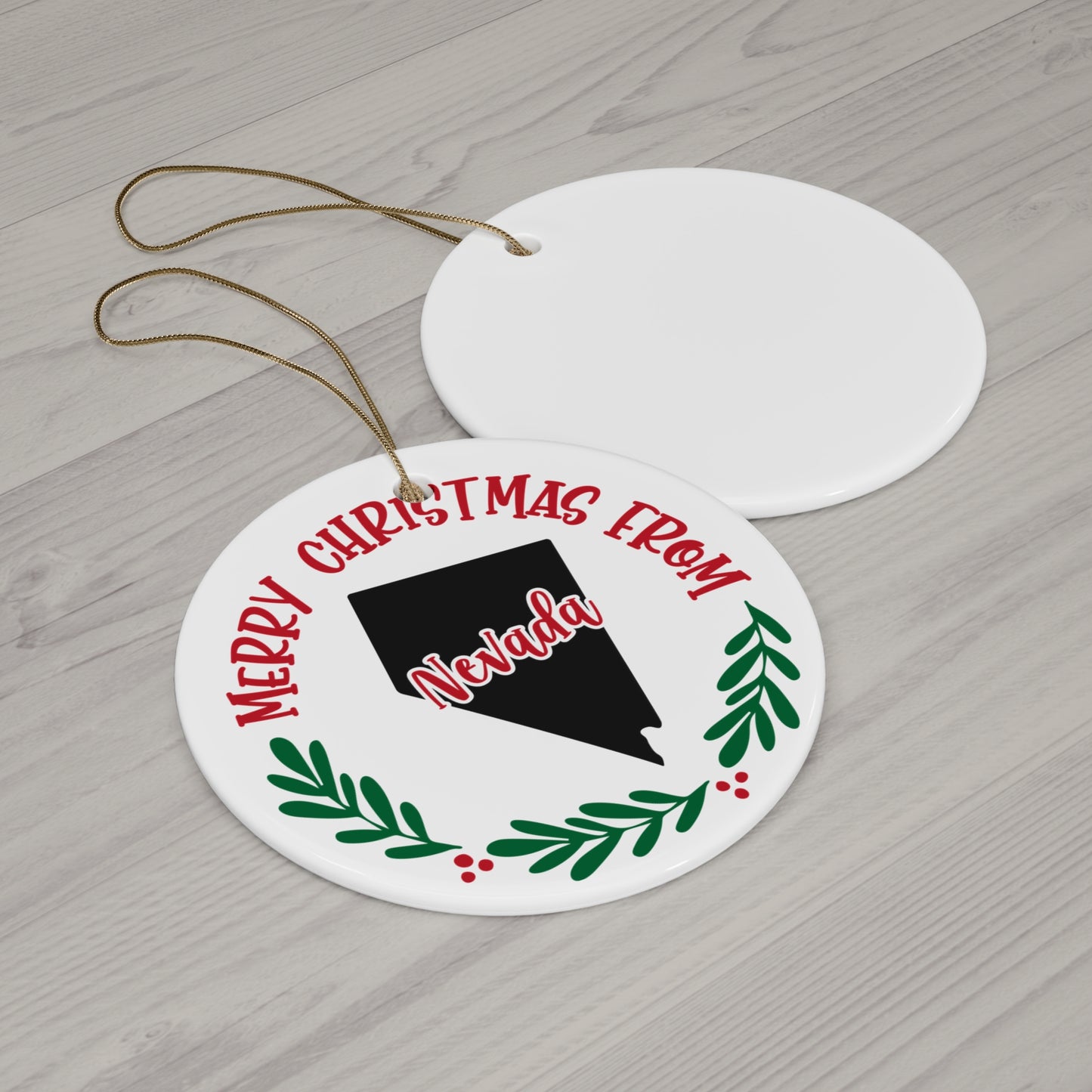 Merry Christmas From Nevada Ceramic Disc Ornament      Item #7304833